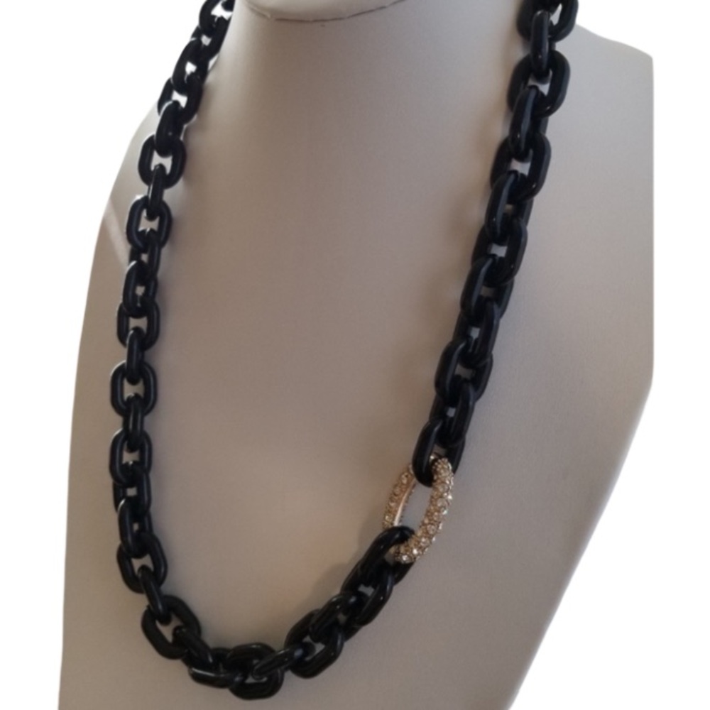 Banana Republic Black & Gold Chunky Resin Chain Necklace